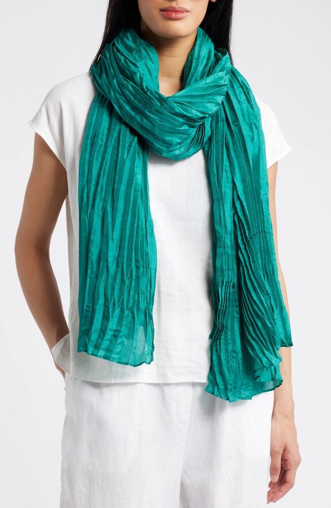 Eileen Fisher Whisper Plissé Silk Scarf in Esmerelda Cover