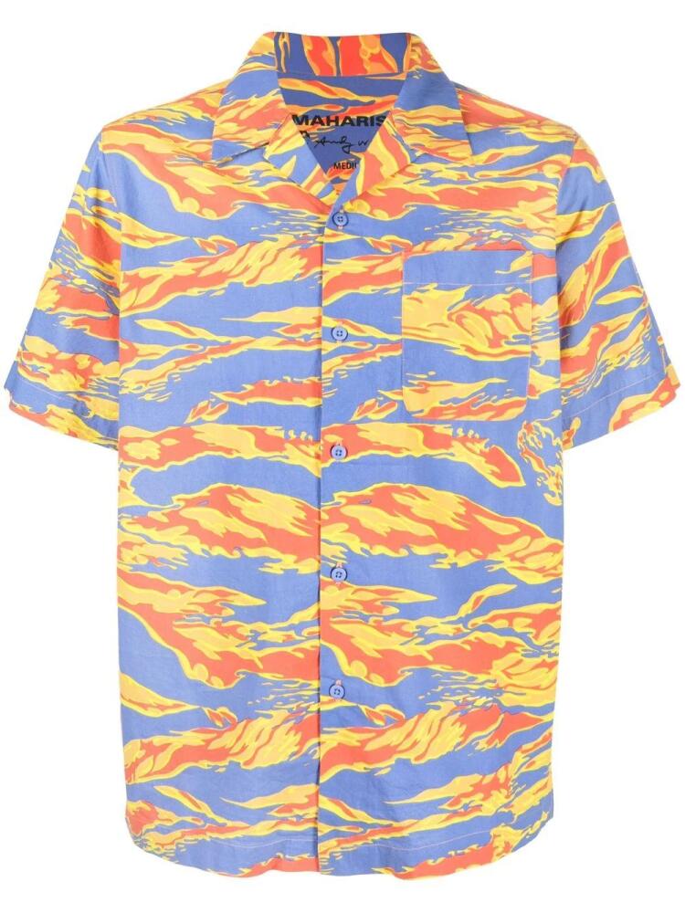 Maharishi graphic-print camp-collar shirt - Blue Cover