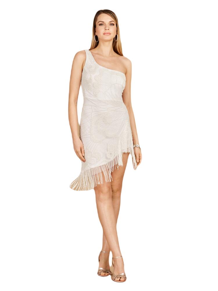 LARA New York One Shoulder Cocktail Dress with Fringe in Ivory Cover