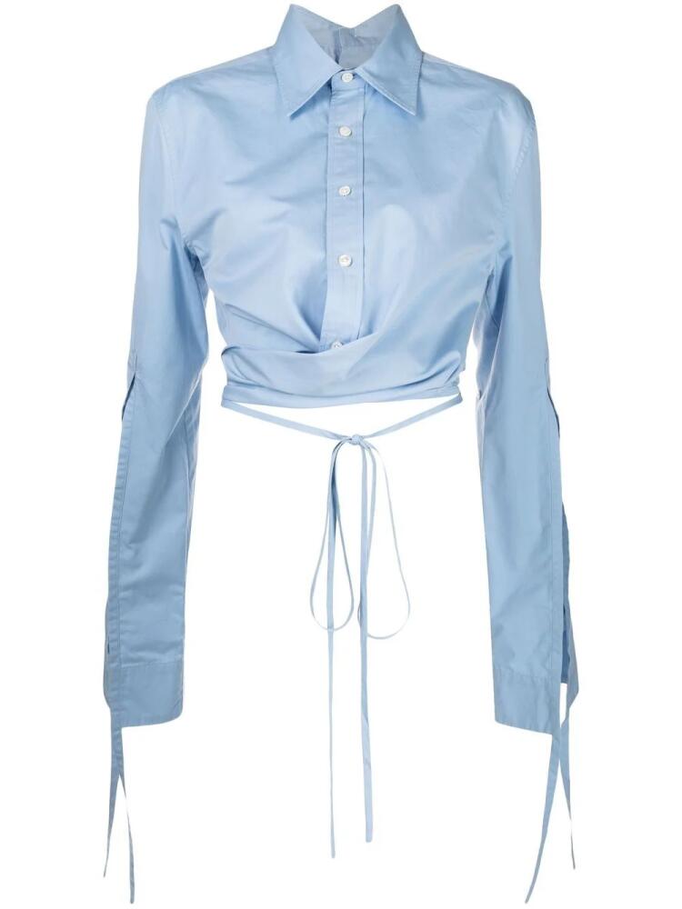 Monse cropped wrap-front shirt - Blue Cover