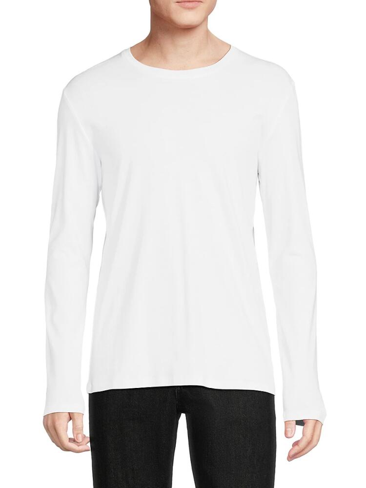 Saks Fifth Avenue Men's Crewneck Long Sleeve Tee - White Cover