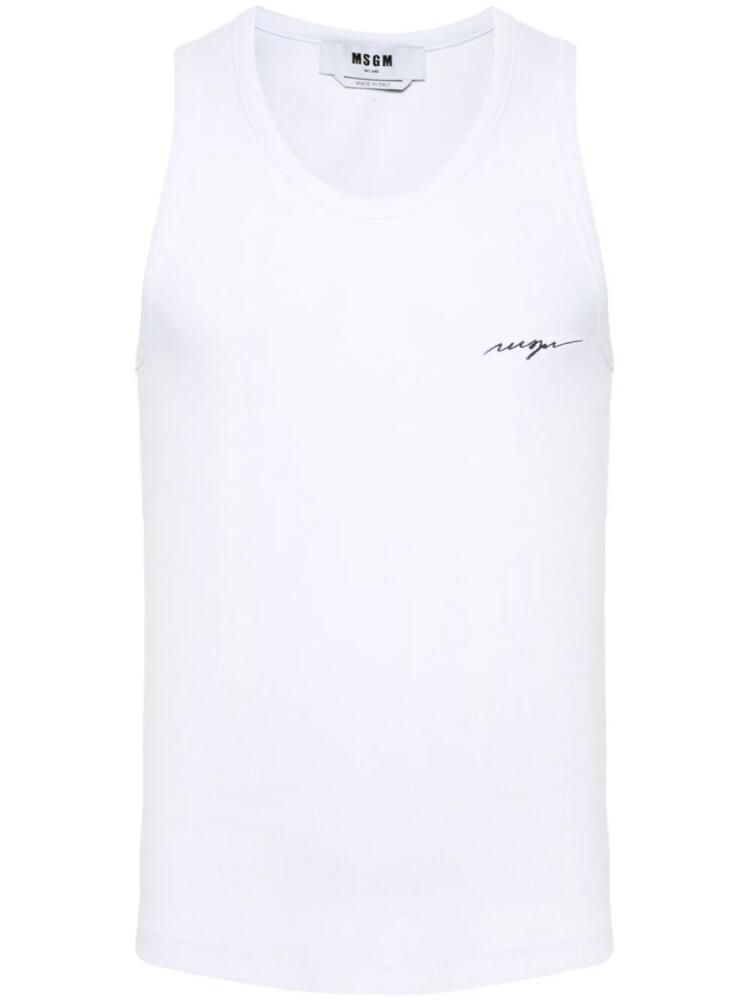 MSGM logo-embroidered cotton vest - White Cover