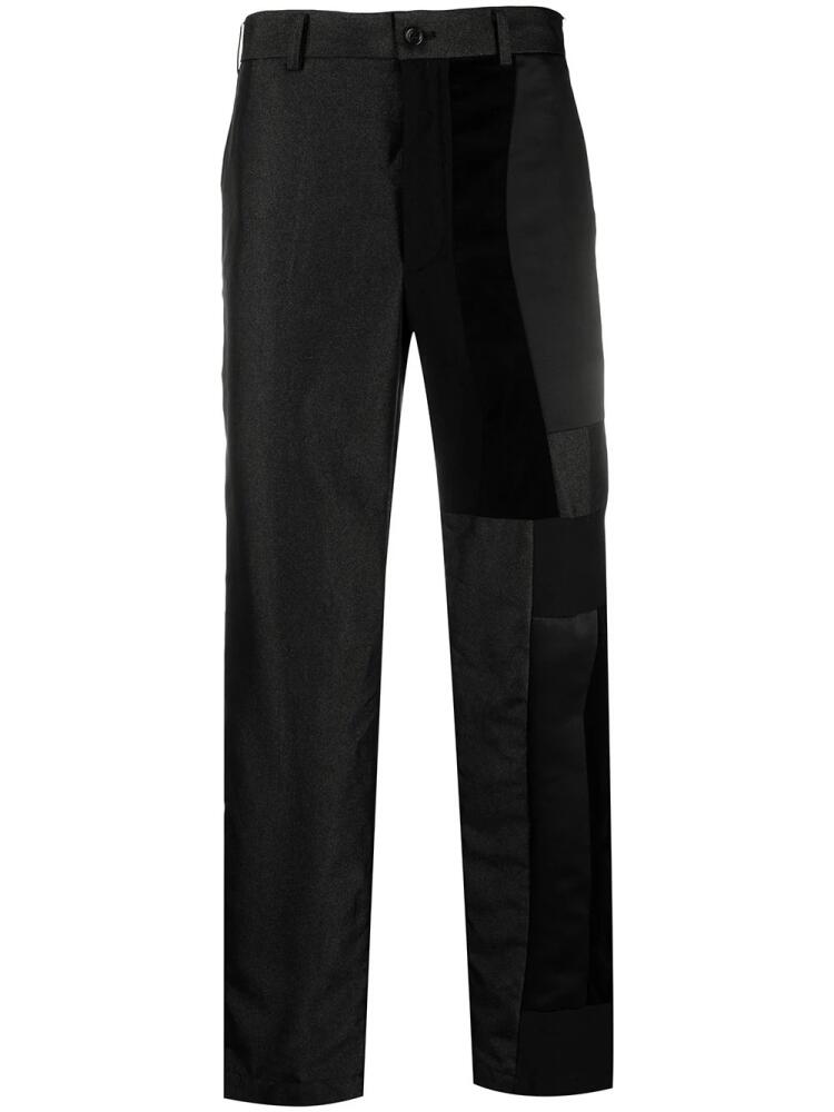 Black Comme Des Garçons patchwork straight-leg trousers Cover