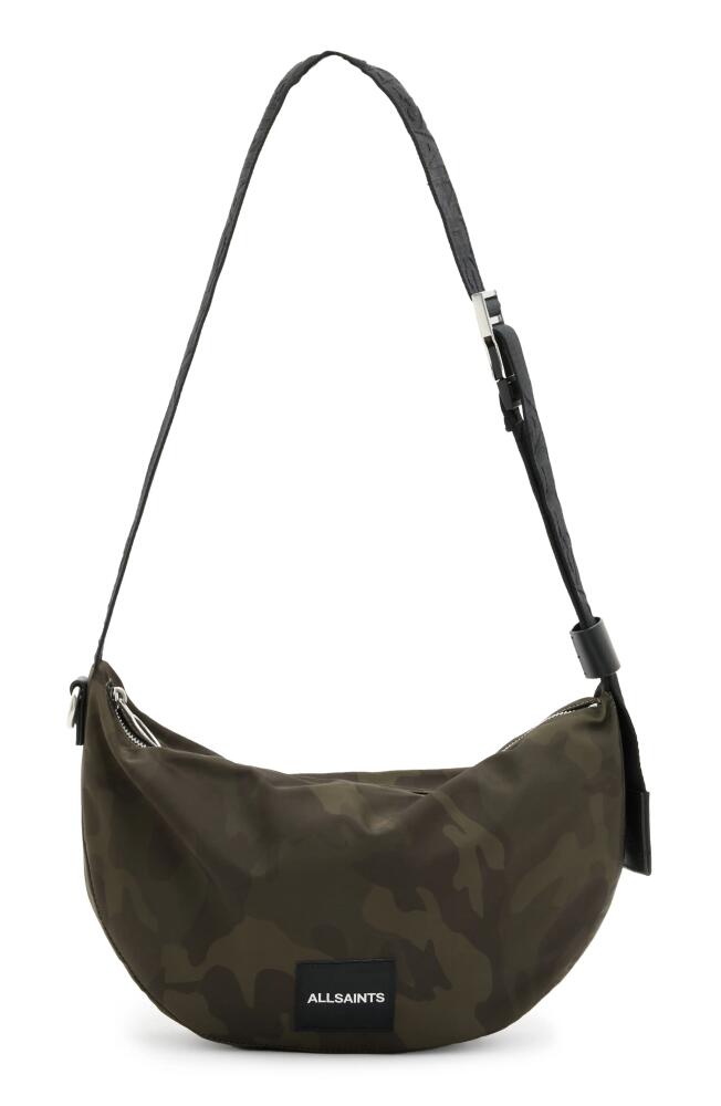 AllSaints Koy Recycled Nylon Crossbody Bag in Dark Camo Green Cover