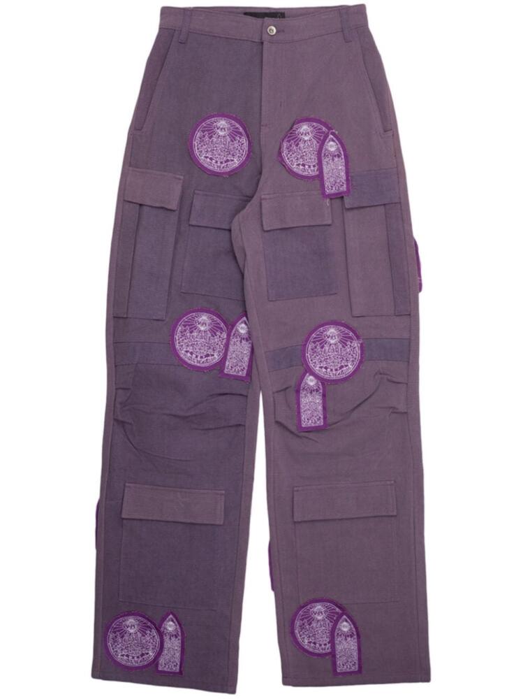 Who Decides War patch-detail trousers - Purple Cover