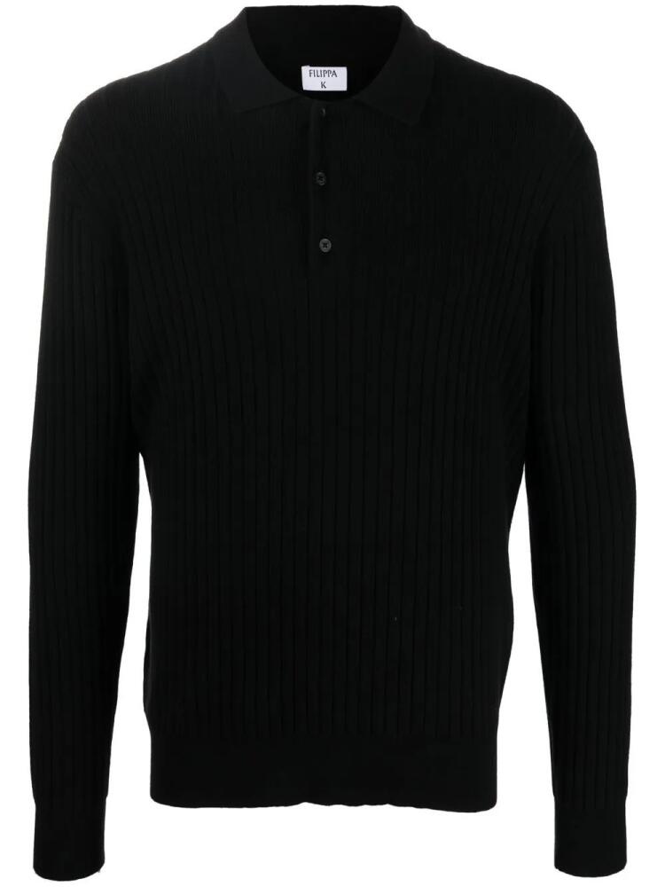 Filippa K ribbed-knit polo shirt - Black Cover