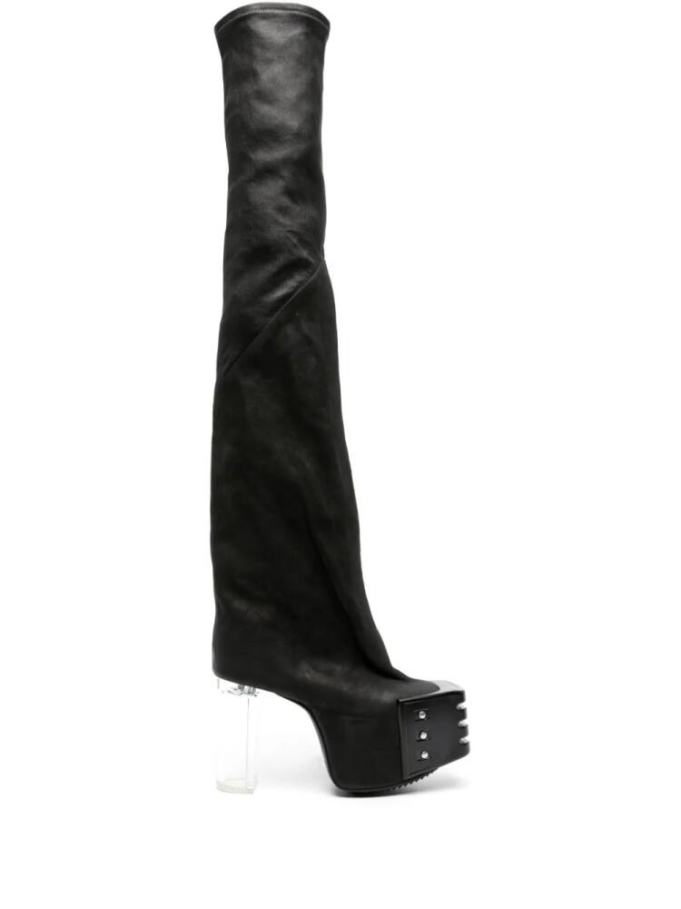 Rick Owens Flared 120mm leather platform boots - Black Cover