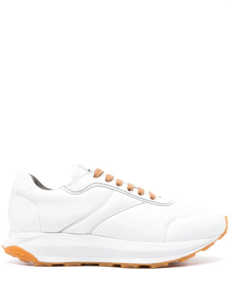 Corneliani logo-patch leather sneakers - White Cover