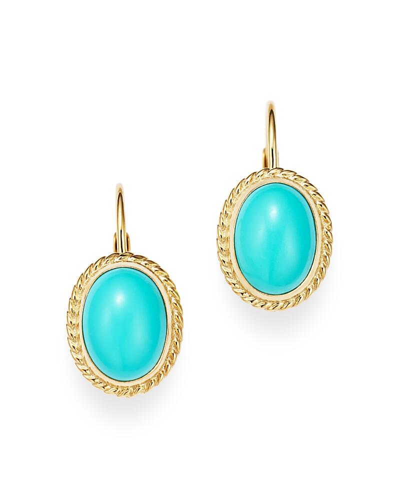 Bloomingdale's Fine Collection Turquoise Bezel Set Earrings in 14K Yellow Gold - Exclusive Cover