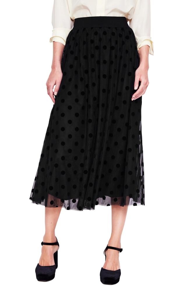 Boden Isabella Tonal Dot Tulle Midi Skirt in Black Spots Cover