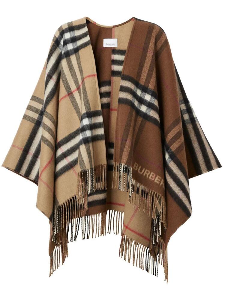 Burberry Contrast check fringed cape - Brown Cover