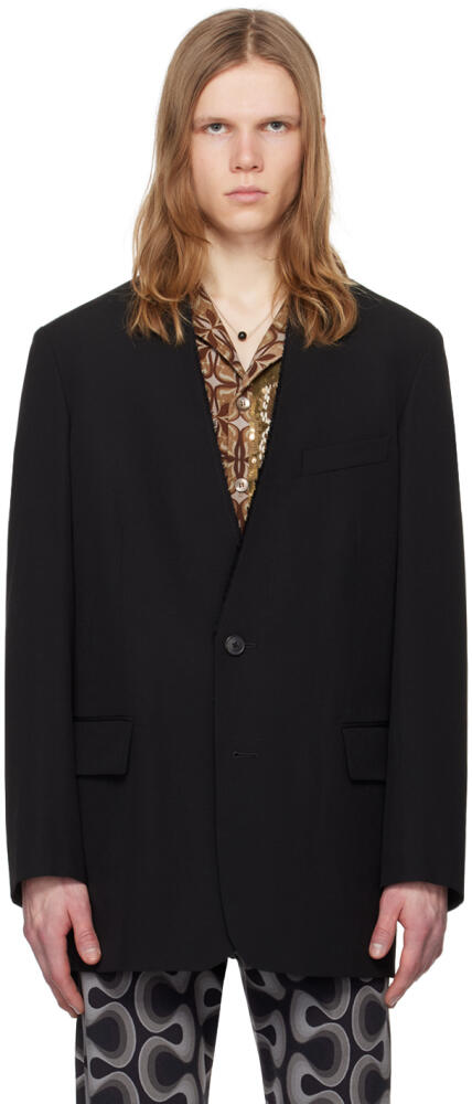 Dries Van Noten Black Raw Edge Blazer Cover