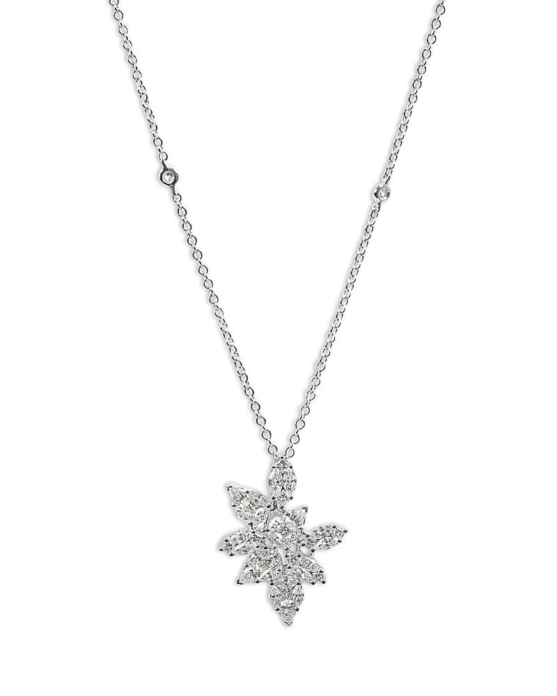 Zydo 18K White Gold Mosaic Diamond Flower Pendant Necklace, 16 Cover