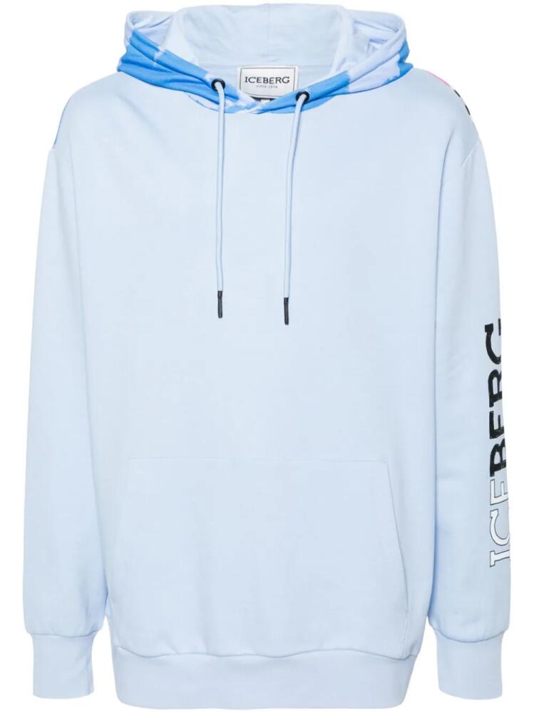 Iceberg illustration-print knitted hoodie - Blue Cover