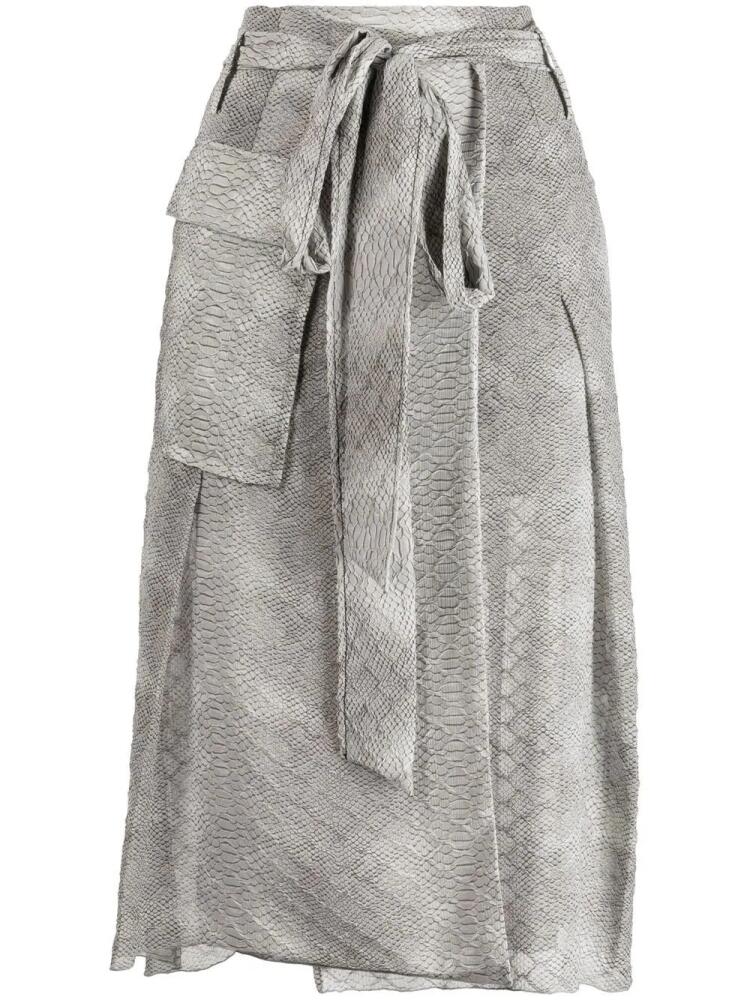 Victoria Beckham snake-print belted skirt - Grey Cover