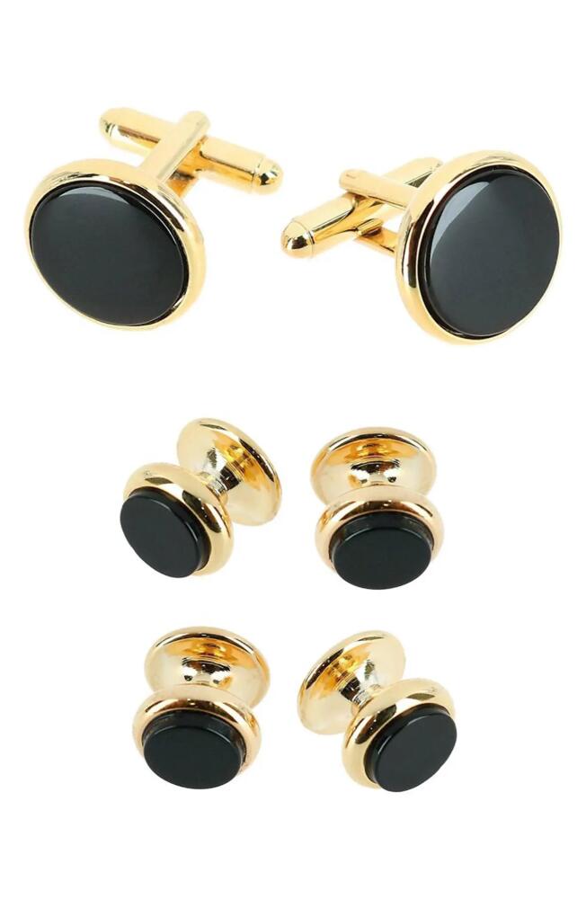 Trafalgar Sutton Onyx Cuff Link & Stud Set in 24 Karat Gold And Genuine Onyx Cover