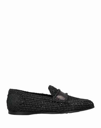 Dolce & gabbana Man Loafers Black Viscose, Natural raffia Cover