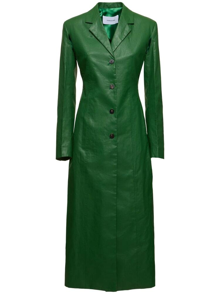 FERRAGAMO Single Breast Viscose Long Coat Cover