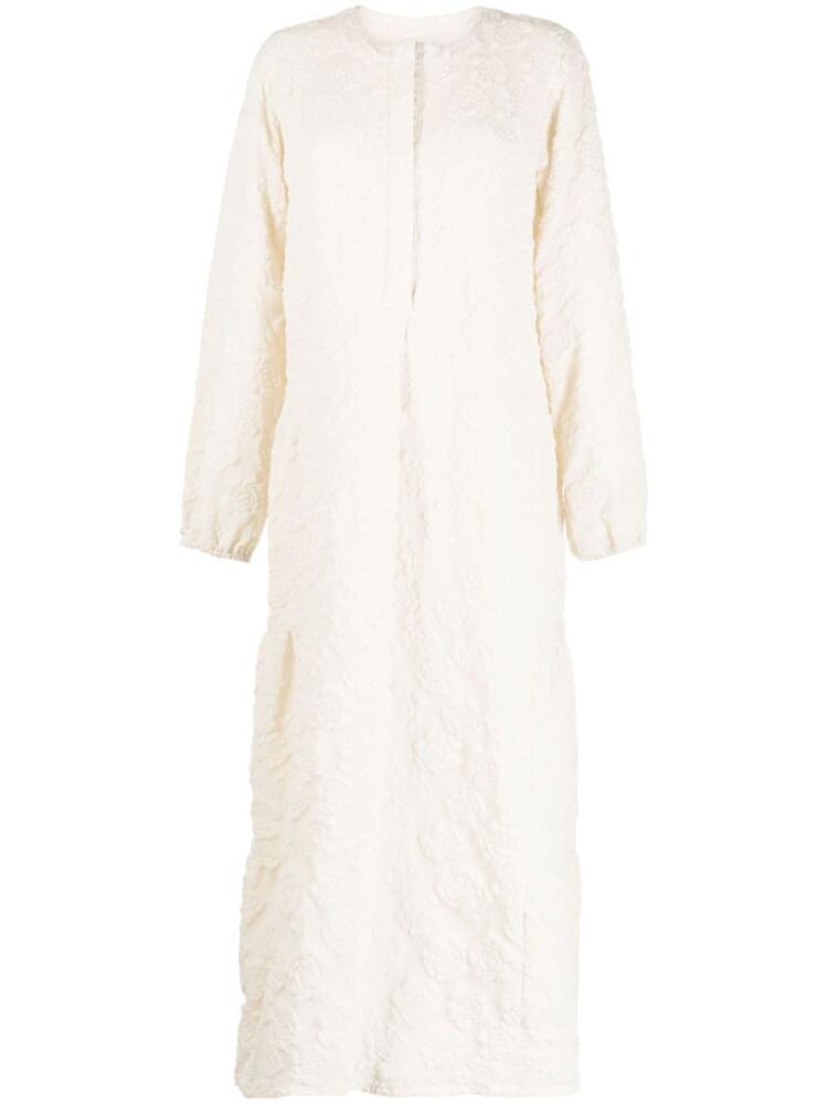 Bambah jacquard long-sleeve kaftan dress - Neutrals Cover