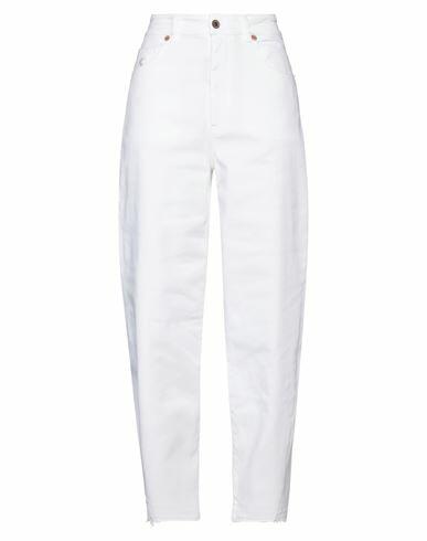 Avantgar Denim By European Culture Woman Pants White Cotton, Polyester, Elastane Cover