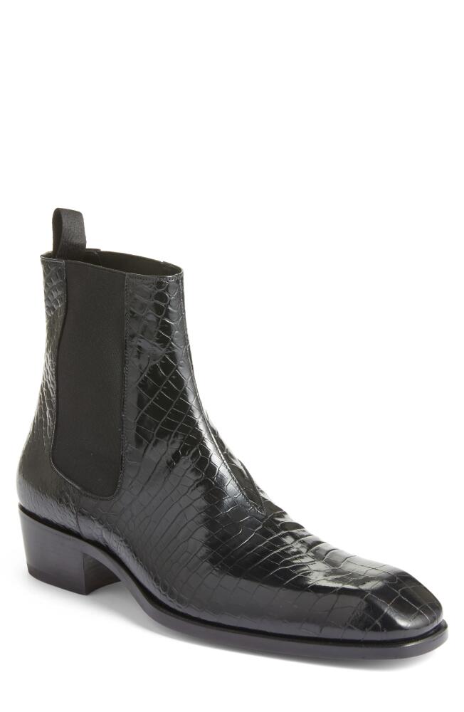 TOM FORD Bailey Croc Embossed Chelsea Boot in Black Cover