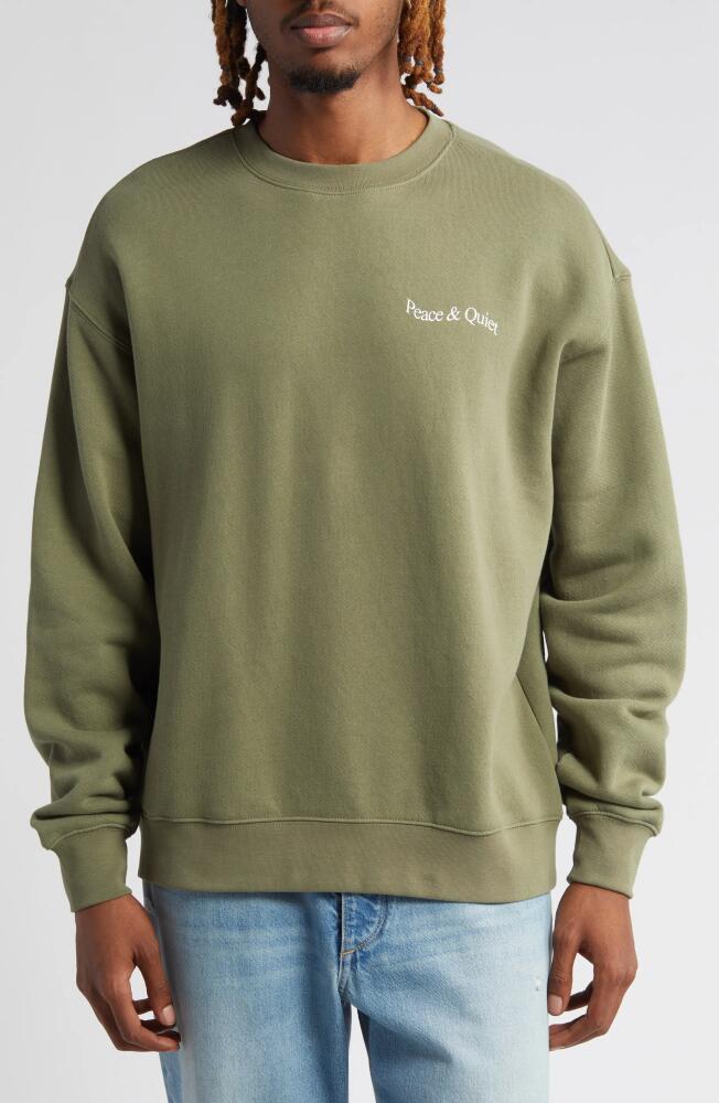 Museum of Peace & Quiet Wordmark Fleece Crewneck Sweatshirt in Olive Cover