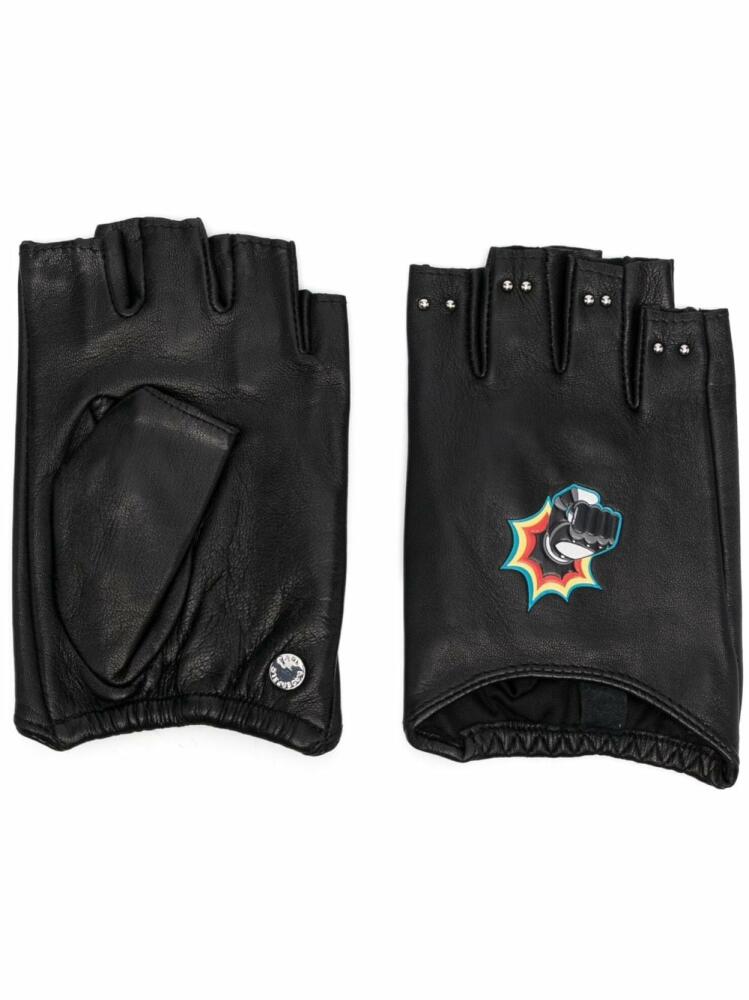 Karl Lagerfeld K/Heroes leather fingerless gloves - Black Cover