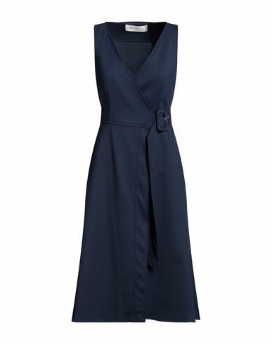 Katia Giannini Woman Midi dress Navy blue Cotton, Polyester, Elastane Cover