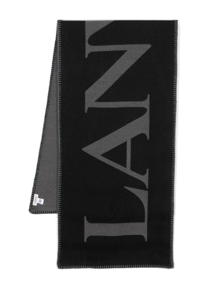 Lanvin logo-intarsia knitted scarf - Black Cover