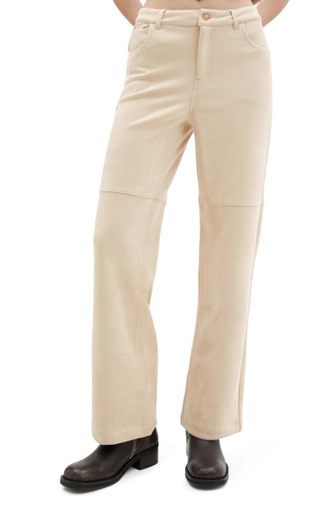 MANGO Faux Suede Flare Pants in Light/Pastel Grey Cover