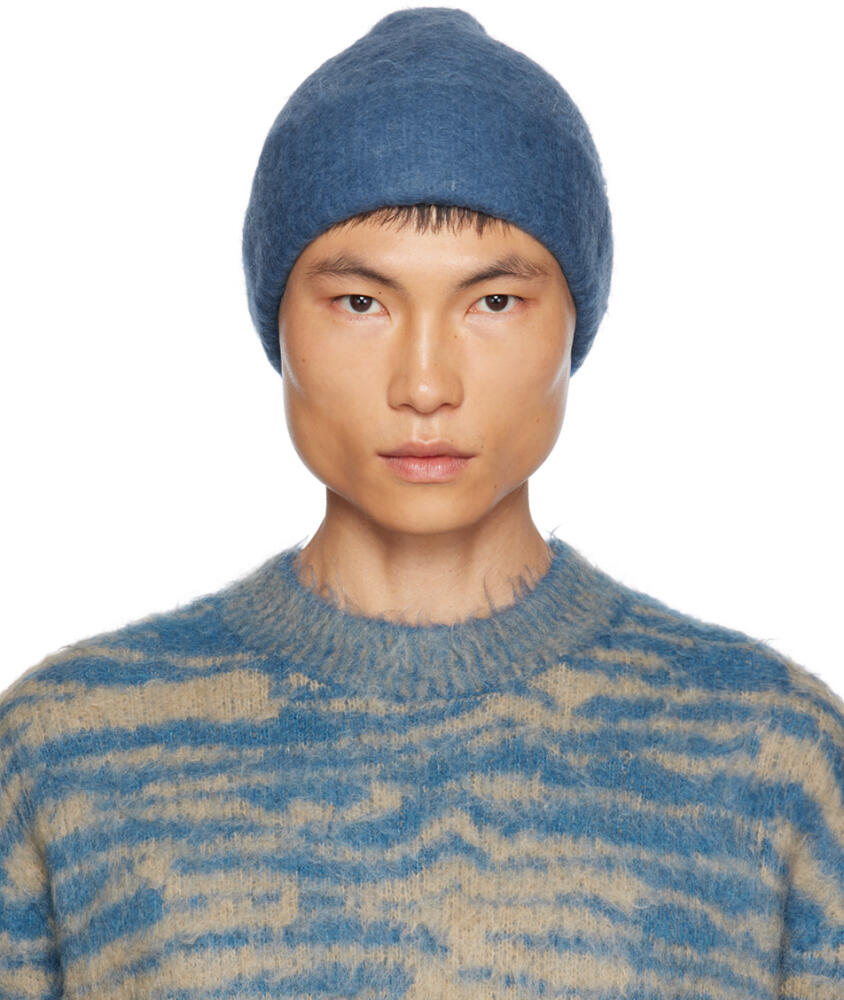 Acne Studios Blue Wool Mohair Beanie Cover