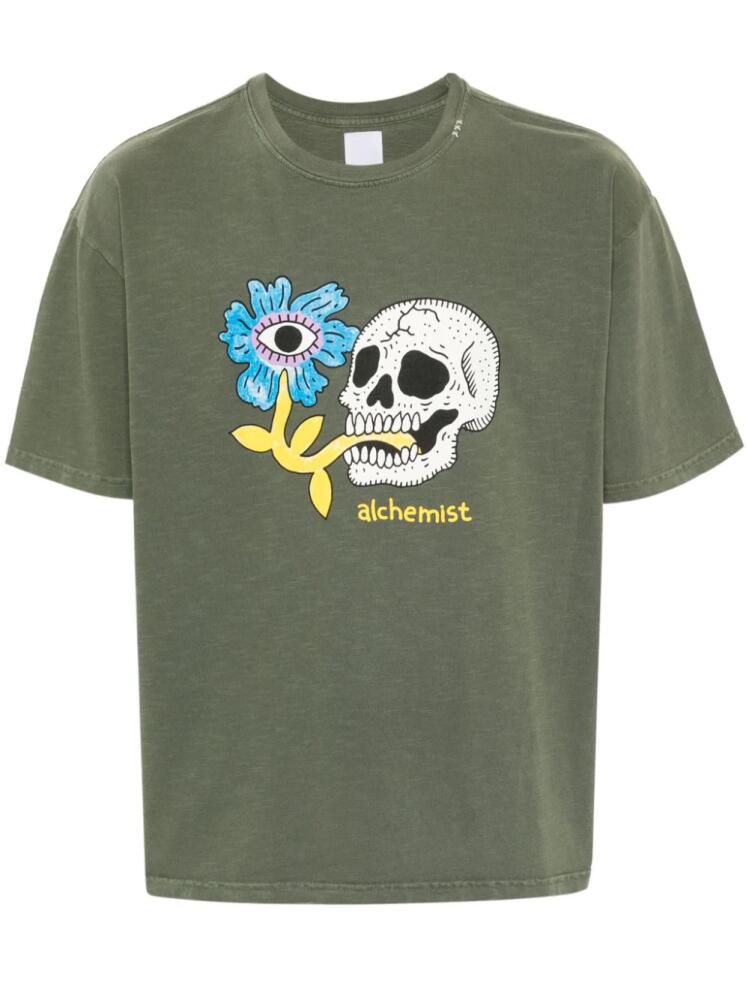 Alchemist graphic-print cotton T-shirt - Green Cover