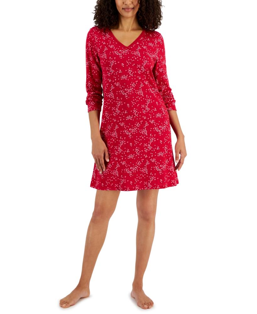 Charter Club Women's Cotton Long-Sleeve Lace-Trim Sleepshirt, Created for Macy's - Pink Floral Cover