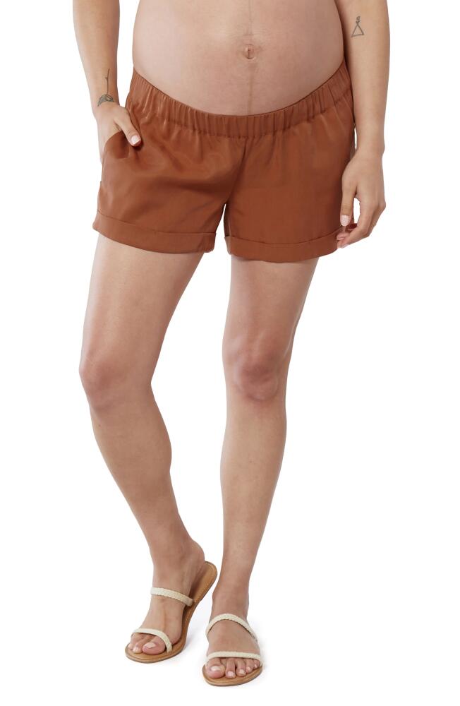 Ingrid & Isabel Elastic Waist Maternity Shorts in Ginger Bread Cover