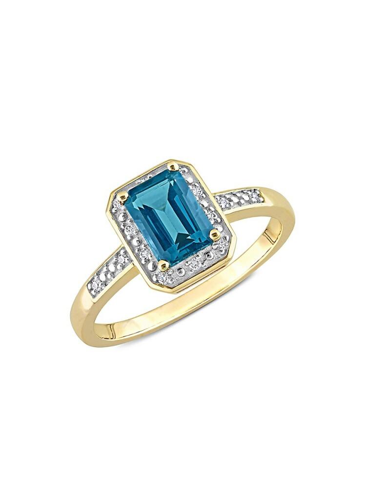 Sonatina Women's 14K Yellow Gold, London Blue Topaz & Diamond Ring Cover