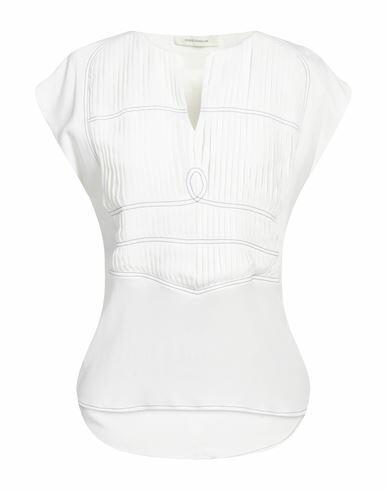 Cedric Charlier Woman Top White Acetate, Silk Cover