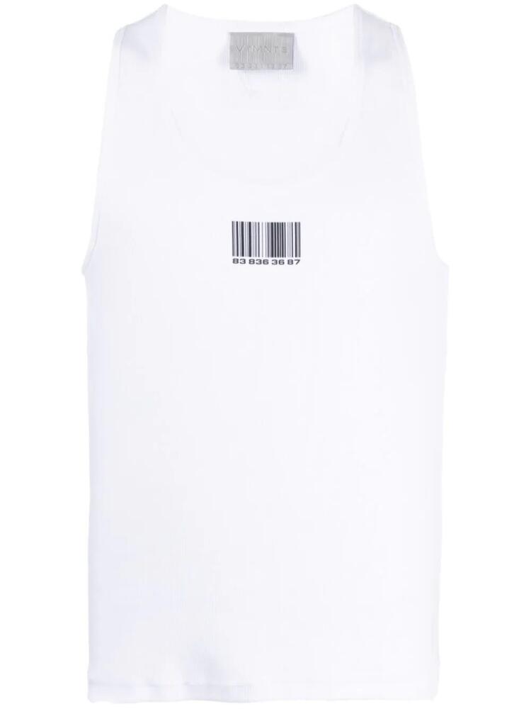 VTMNTS barcode-print cotton tank top - White Cover