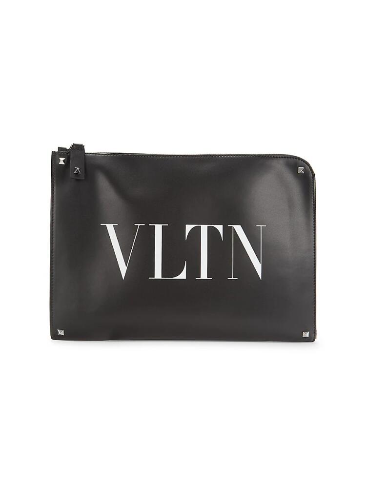 Valentino Garavani Men's Rockstud Logo Zip Document Case - Black White Cover