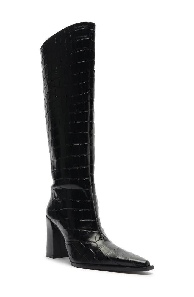 Schutz Raffaela Up Block Pointed Toe Knee High Boot in Black Cover