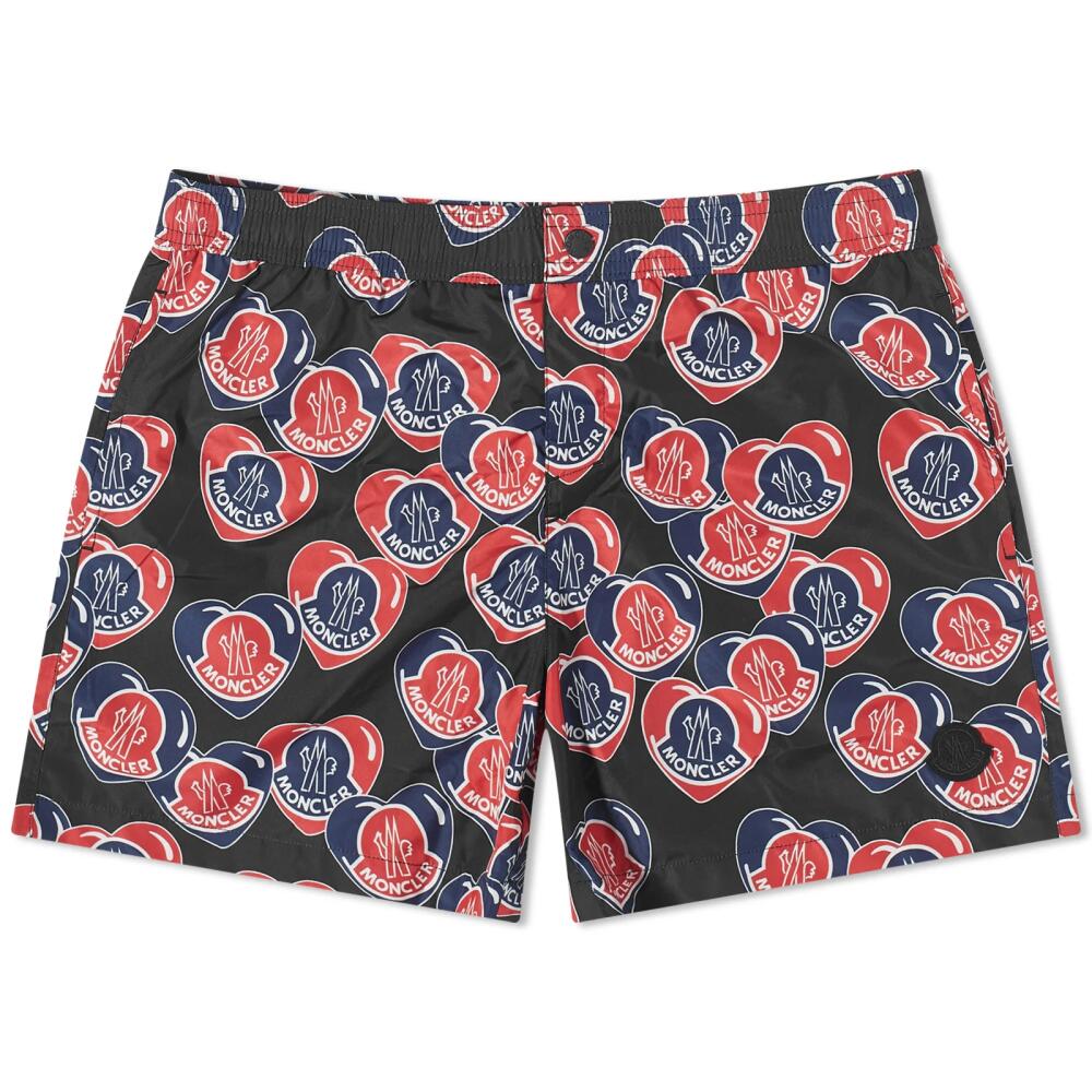 Moncler Men's Heart Swim Shorts in Black Cover