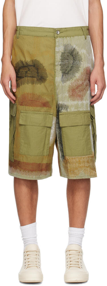 Who Decides War SSENSE Exclusive Khaki Camouflage Embroidery Cargo Shorts Cover