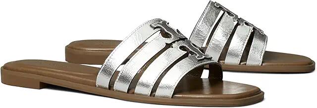 Tory Burch Ines Cage Slides (Silver/Wild Mushroom) Women's Sandals Cover