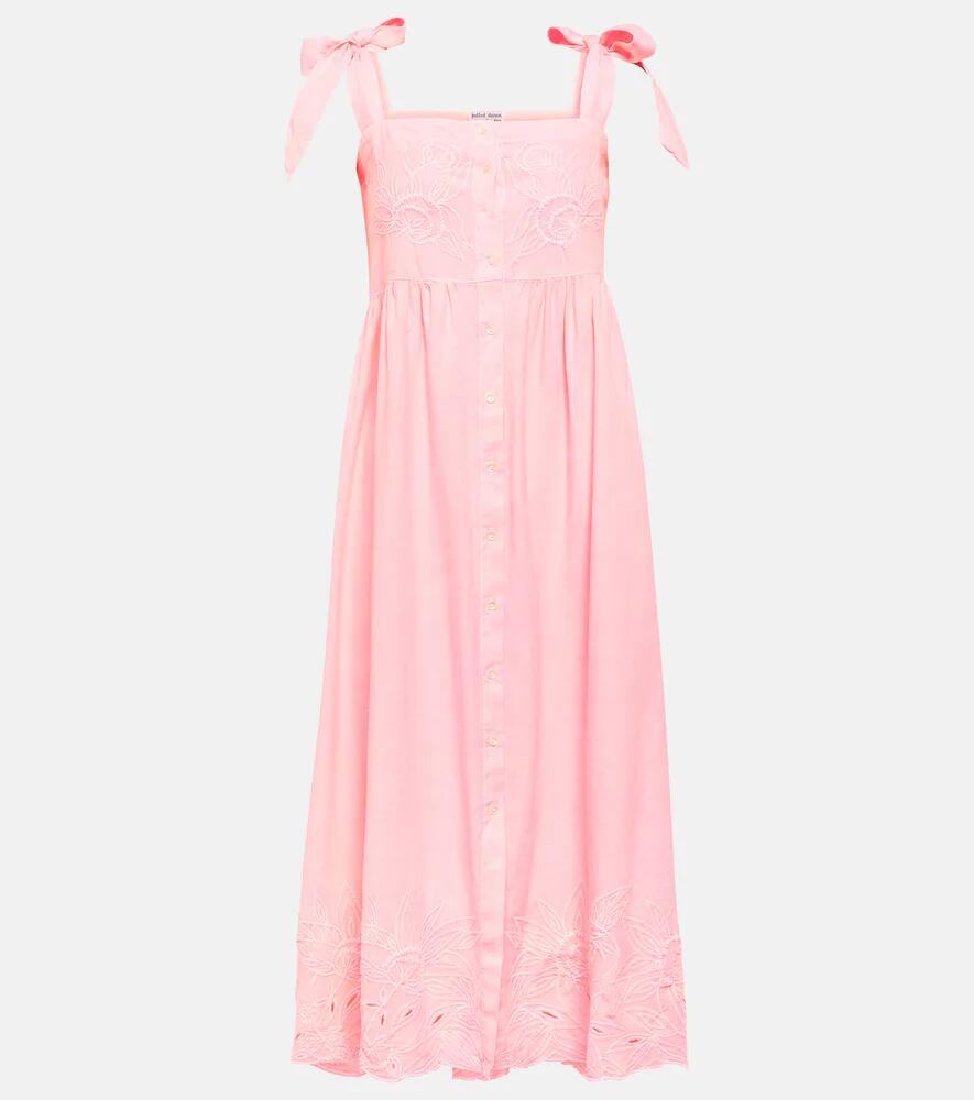 Juliet Dunn Embroidered cotton and linen midi dress Cover