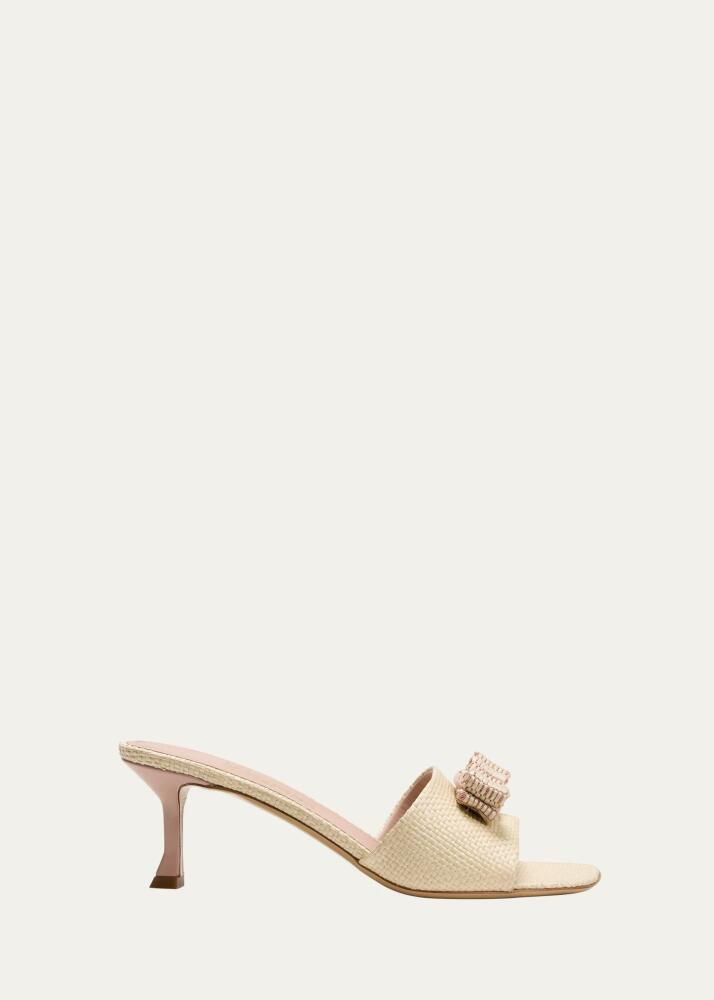 Ferragamo Isalira Raffia Bow Mule Sandals Cover