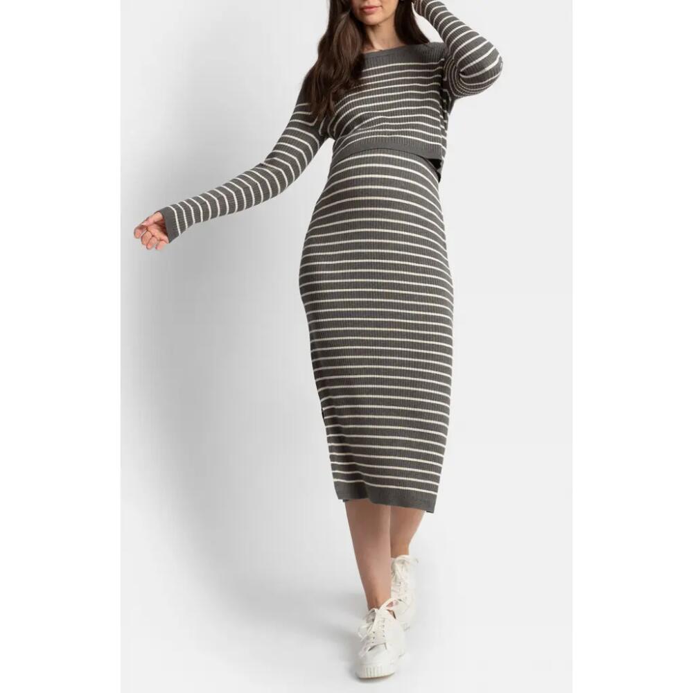 Seraphine Rib Long Sleeve Sweater Dress in Grey Cover