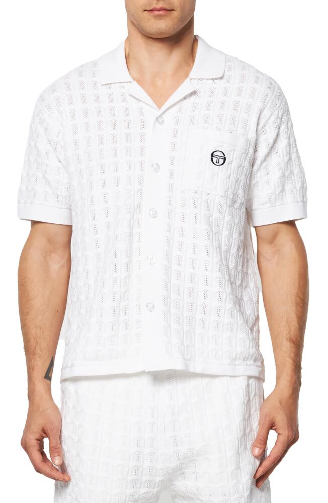 Sergio Tacchini Ulivo Textured Knit Camp Shirt in Brilliant White Cover