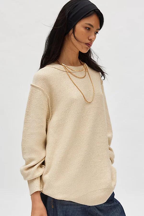 BDG Oaklyn Oversized Crew Neck Pullover Sweater in Taupe Cover