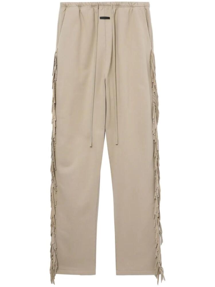 Fear Of God fringed cotton track pants - Neutrals Cover