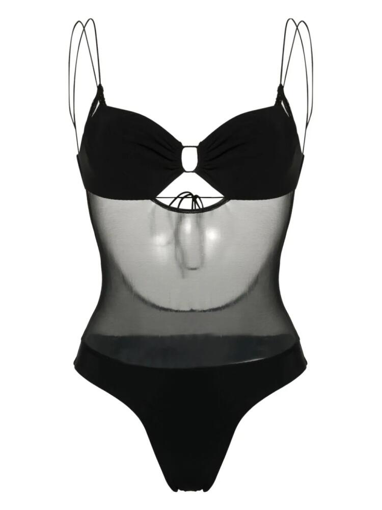 Amazuìn Raya cut-out semi-sheer swimsuit - Black Cover