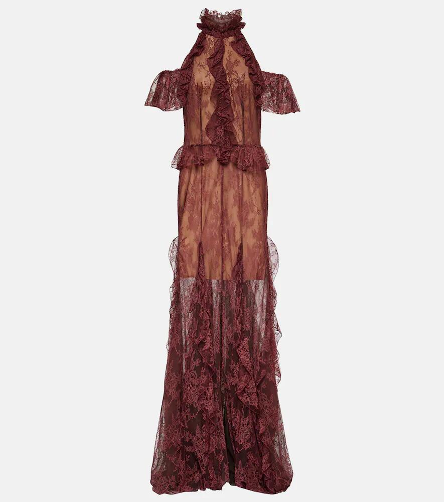 Costarellos Morgana ruffled lace maxi gown Cover